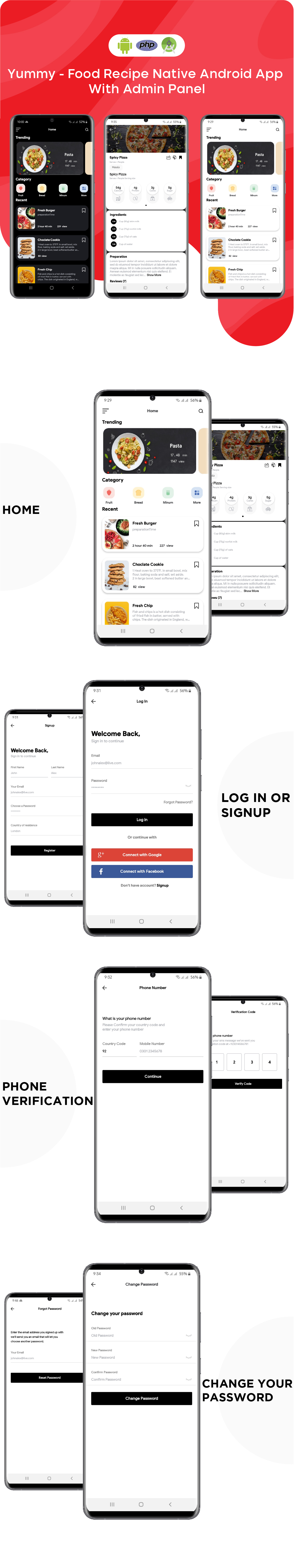 Yummy - Food Recipe Native Android App With Admin Panel