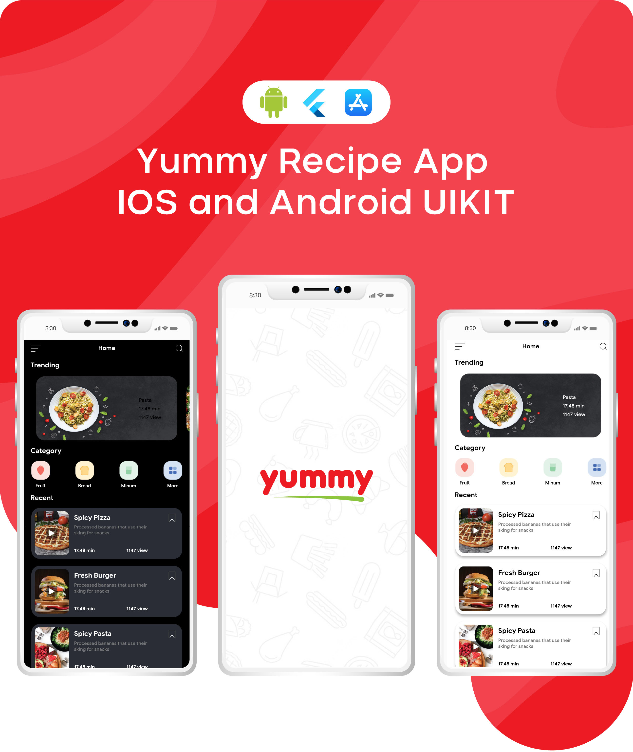 Flutter Recipe App UI KIT Template - 1